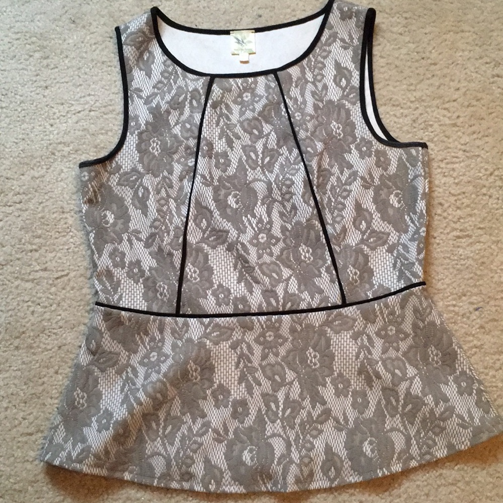 Lace peplum top with black boning details